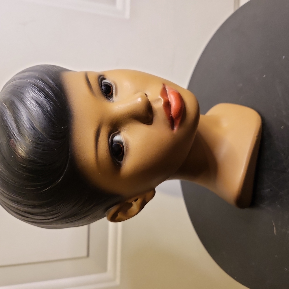 Chalkware Mid-century Modern Boy's Head Bust Made in Denmark 9" - Picture 7 of 12